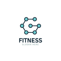 Fitness logo design with connected dots and abstract shape for gym, wellness, and health branding