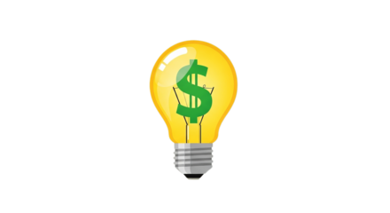 Lightbulb with a green dollar sign inside symbolizing a profitable business idea, financial innovation, investment, and making money concept vector.