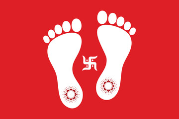 Dhanteras Lakshmi footprint elements  foot, worship, festival, indian, celebration, puja, wealth, greeting, hanging, decoration, hinduism, footstep, symbol, icon, diwali, deepawali,