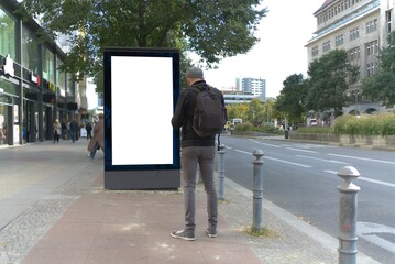 Billboard or display on a shopping street in Berlin.