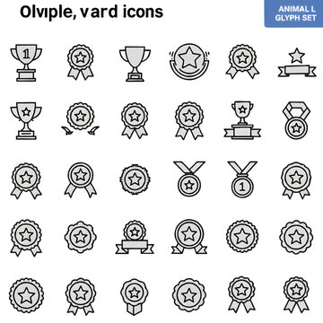Line Art Medals and Awards A Set of Simple Vector Icons