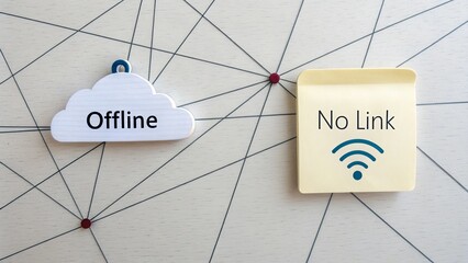 Cloud icon disconnected from network lines no internet access