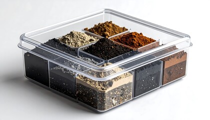 Soil Samples in a Clear Container - A Study of Earths Composition.
