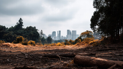 Urban expansion contrasts sharply with vegetation in this striking landscape, showcasing balance between nature and development