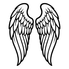 Exquisite Pair of Stylized Angel Wings Illustration, a Divine and Ethereal Symbol of Heavenly Grace, Freedom, and Purity. Perfect for Spiritual Design Projects, Tattoo Art, and Serene Clipart Graphics