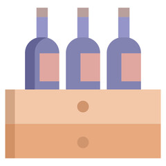 wine bottle box flat icon design