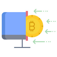 bitcoin computer flat icon design