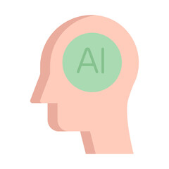 ai head flat icon design