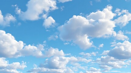 Obraz premium A Beautiful Sky Full of Fluffy White Clouds on a Sunny Day, Offering a Sense of Serenity