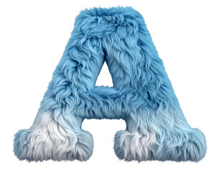 Angled View of Fluffy Blue-to-White Letter A PNG.