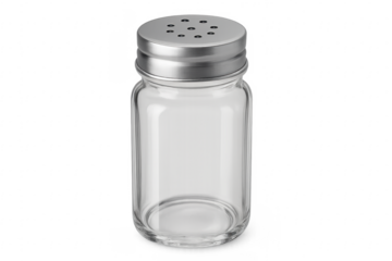 Empty glass spice shaker with metallic cap