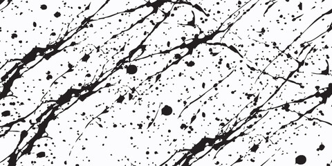 Dynamic black paint splatters and drips creating an abstract grunge texture.
