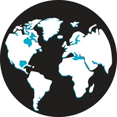 World map vector icon with white background 