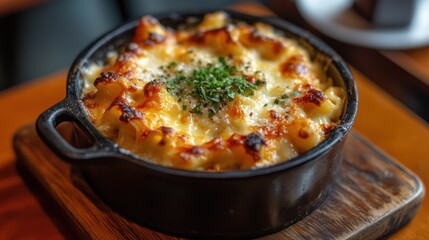 Delicious Baked Macaroni and Cheese with Parsley Garnish