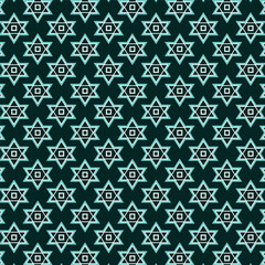 Modern Star of David pattern with teal and white geometric design