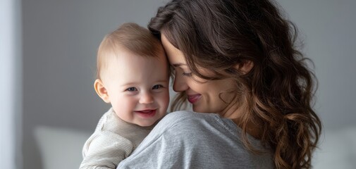 The Baby and Mother Sharing a Tender Joyful Embrace in Soft Natural Light