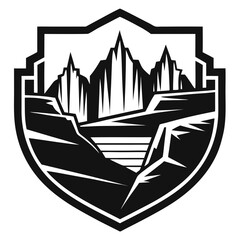 Canyon Crest Silhouette Vector – Mountain Landscape Nature Design