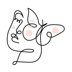 Butterfly  single line art, continuous one line drawing of  Isolated outline vector icon