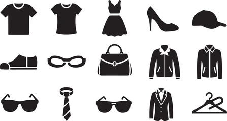 Minimalist Fashion & Clothing Icon Set – Black & White Vector Icons