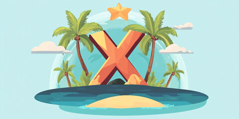 Professional flat icon vector of X-keywords like xerus, x-ray, island