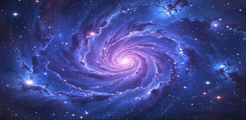 Obraz premium Luminous Spiral Galaxy with Radiant Core in Starry Deep Space