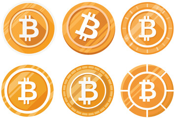 Bitcoin coins with shiny textures cryptocurrency symbols for digital currency and blockchain concept
