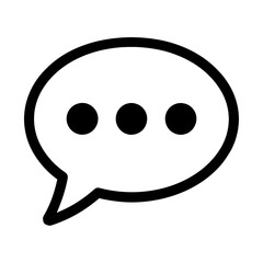 Fototapeta premium Black speech bubble icon with three dots, universally representing typing status, ongoing conversation, or a message pending. A clean vector graphic for UI/UX, web, mobile apps & digital communication
