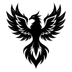 Phoenix birds vector clean black silhouette design white background