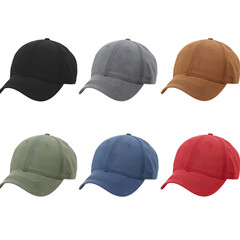 Vibrant and Versatile Baseball Caps in Black, Gray, Brown, Blue, Red, and Green