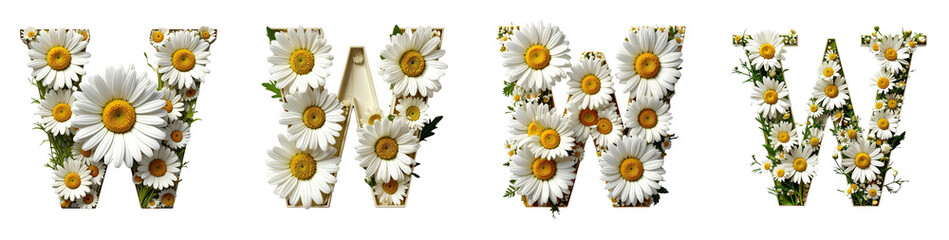 Fototapeta premium daisy letter W creative typographic design with refined lines and vibrant colors.