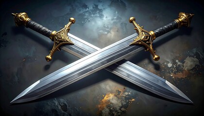 Two Crossed Swords Rendered Digitally