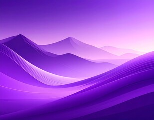 An abstract, stylized landscape with undulating, layered violet and purple shapes suggesting rolling hills or mountains, bathed in ethereal light