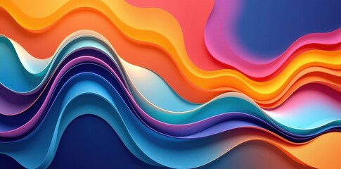 Fototapeta premium Abstract colorful wavy gradient wallpaper design, perfect for modern interiors, wavy lines, pattern, vibrant