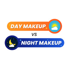 Day night makeup style woman girl icon button design vector