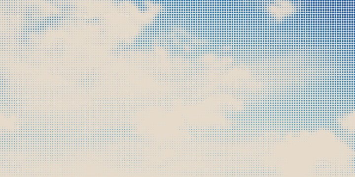 retro sky pattern on old paper texture. raster halftone vintage clouds.