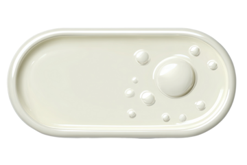 Oval, cream-colored dish with textured, bubbly design
