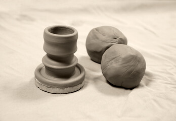 Hand make small clay goblet