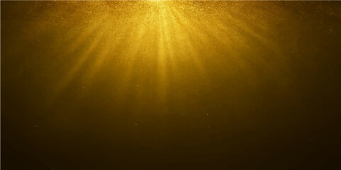 Bright golden sun rays burst through the dark blue sky backdrop