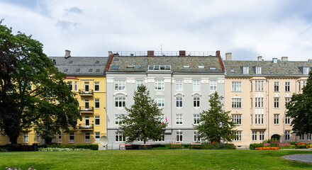 Art Nouveau Architecture in Hans Hagerups Street, Museumsplass Trondheim Norway