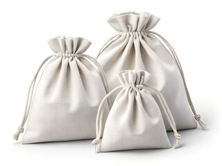 Obraz premium Elegant cotton muslin bags set for eco-friendly branding and sustainable packaging