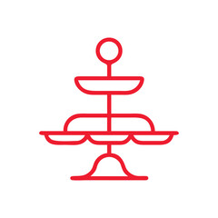 Red Outline Tiered Serving Stand Icon cake stand tiered tray