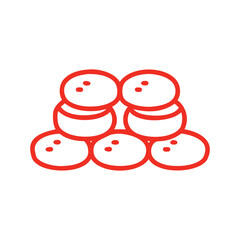 Stack of Red Dough Balls Icon on White Background Keywords: dough, balls, food, baking, cooking