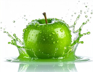 Green Apple Splash in Motion