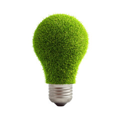 Green Grass Light Bulb on Transparent Background