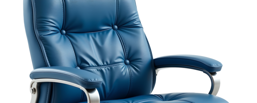 Relaxing Comfortable Blue Leather Chair at Home Office Furniture Modern Design Cozy Atmosphere