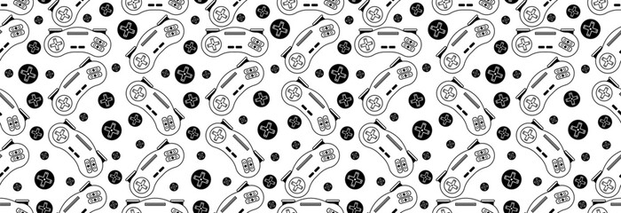 Seamless game controller banner with buttons.