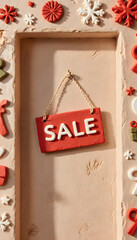 Red sale sign with festive decorations for Boxing Day  