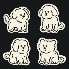 Cute Dog Cartoon Set. Kawaii Puppy Illustration. 