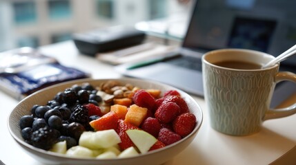 A healthy workplace prioritizes well-being, blending ergonomic comfort, healthy food, and emotional support for lasting vitality.
