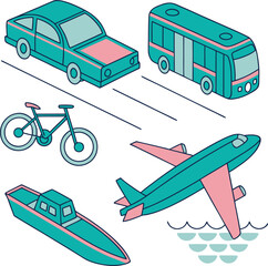Transportation icons set vector illustration.